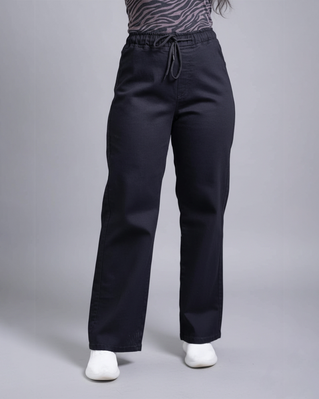 بنطلون وايد ليج جينز بأستك