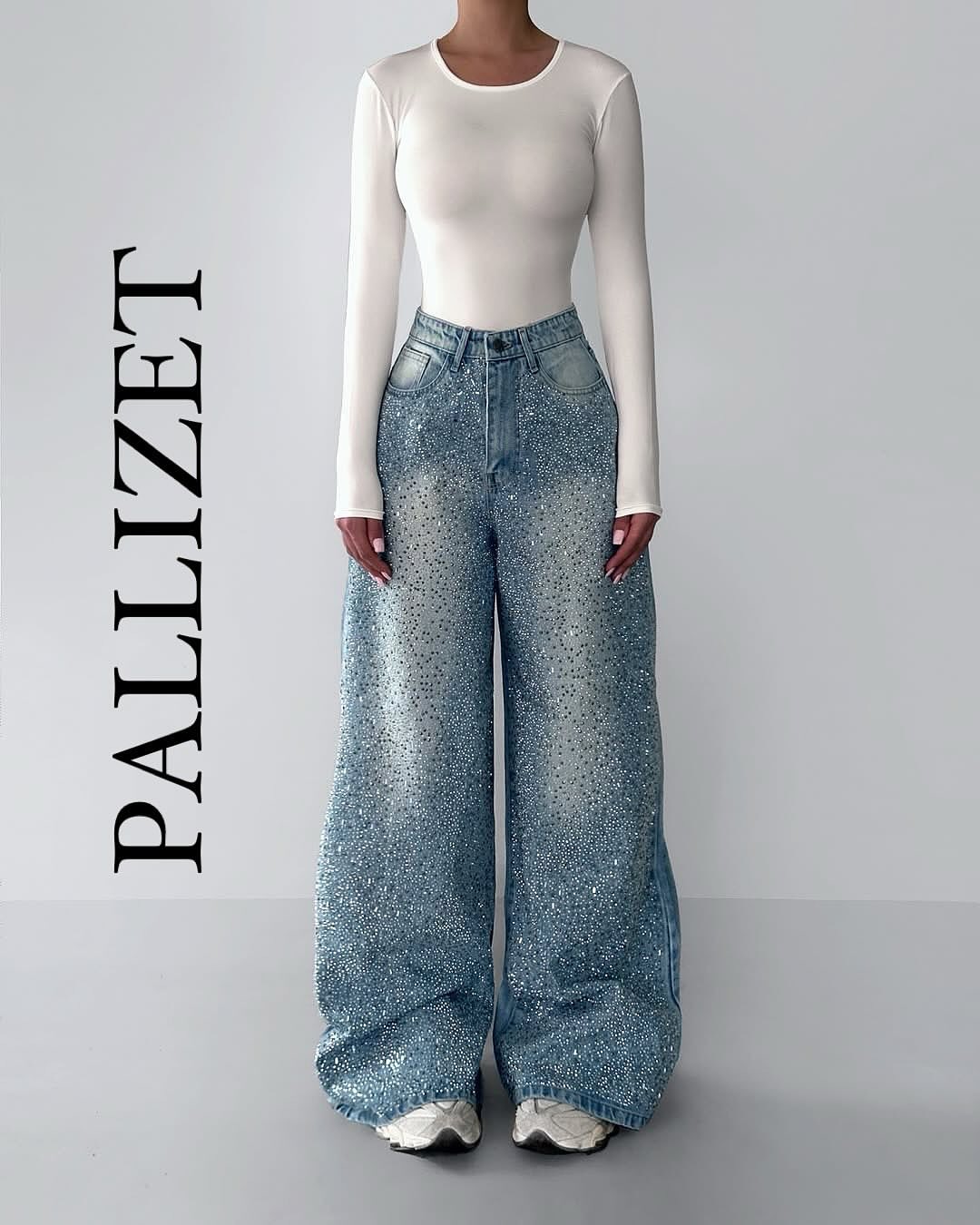 بنطلون وايد ليج استرس