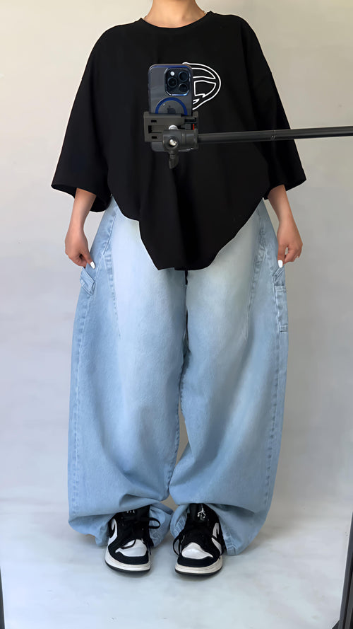 بنطلون وايد ليج اوفر سايز