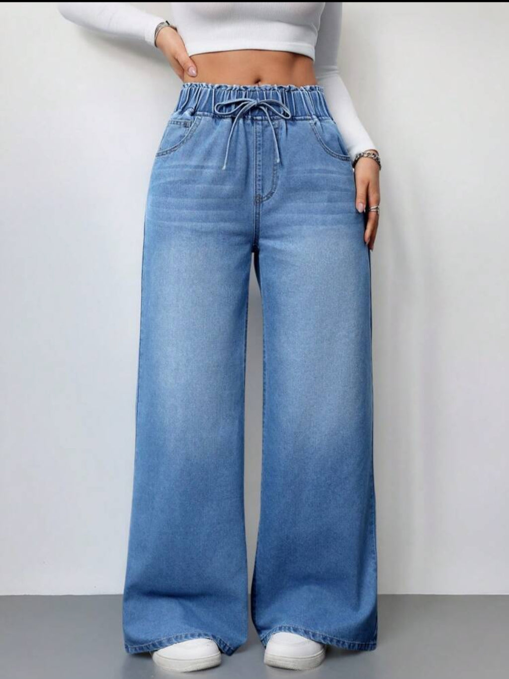 بنطلون وايد ليج استك جينز