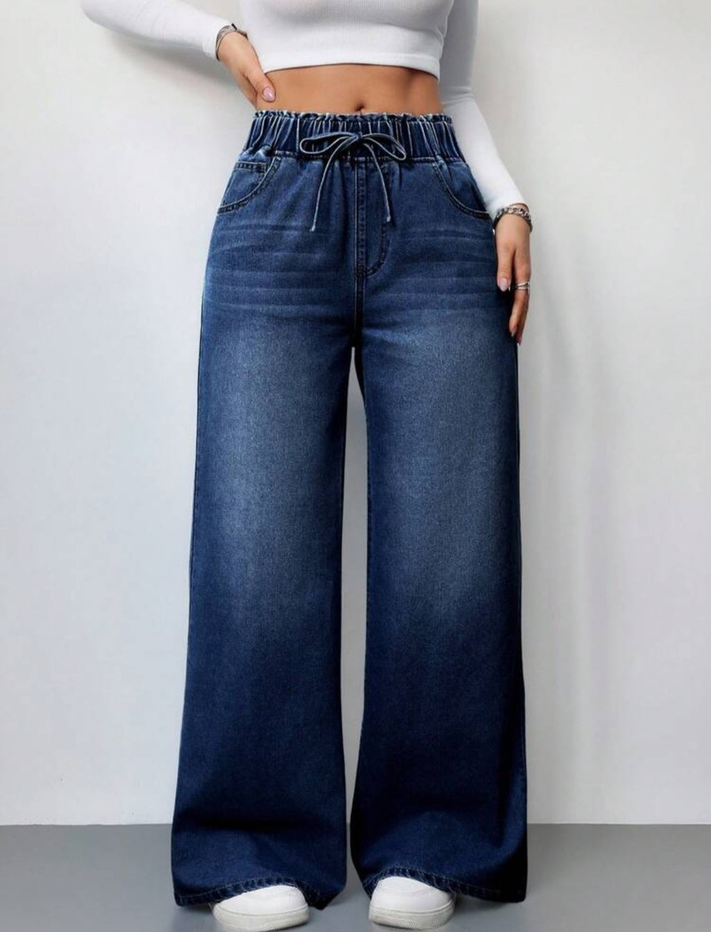 بنطلون وايد ليج استك جينز