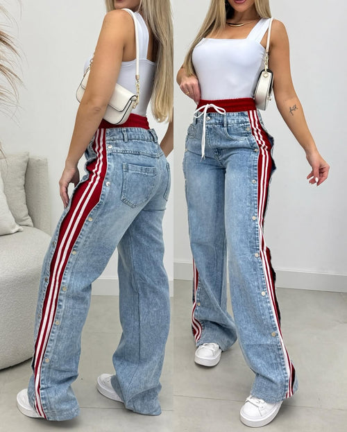 بنطلون وايد ليج اديداس مطعم