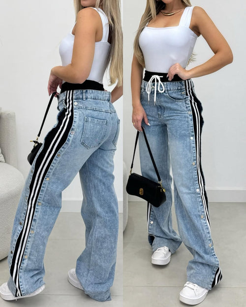 بنطلون وايد ليج اديداس مطعم